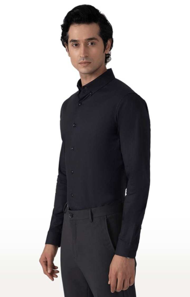 Men's Dobby Evening Shirt in Raven Black Slim Fit