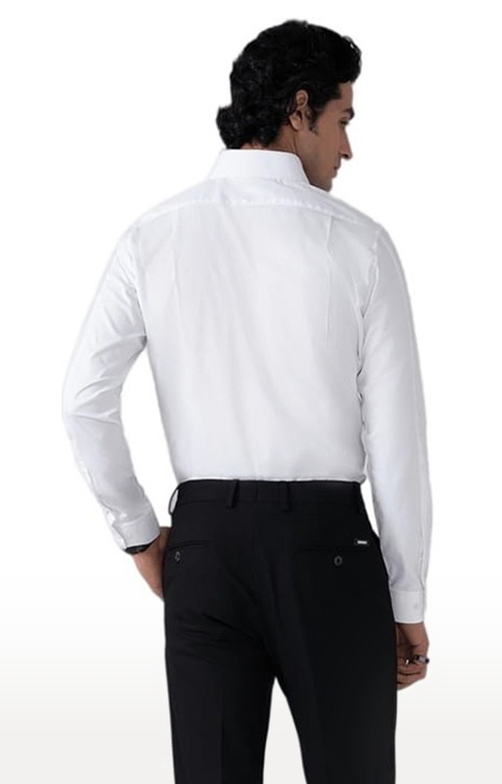 Men's Dobby Evening Shirt in White Slim Fit
