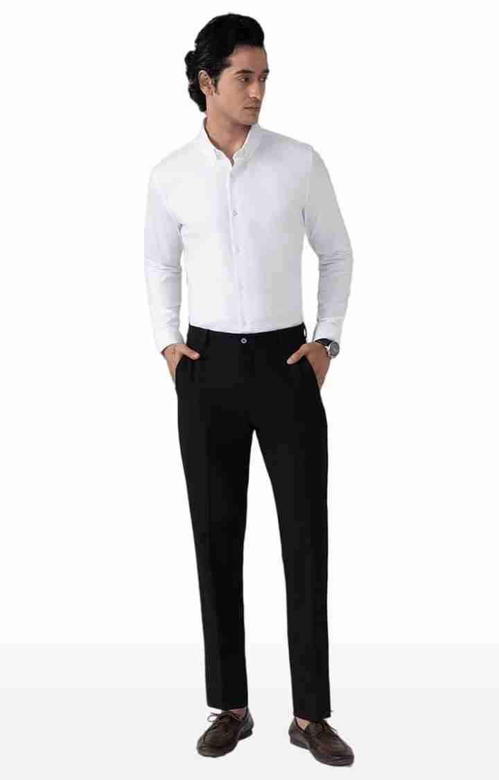 Men's Dobby Evening Shirt in White Slim Fit