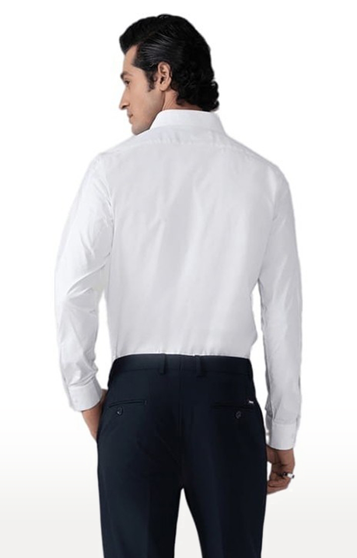 Men's Cotton Satin Formal Shirt in White Slim Fit
