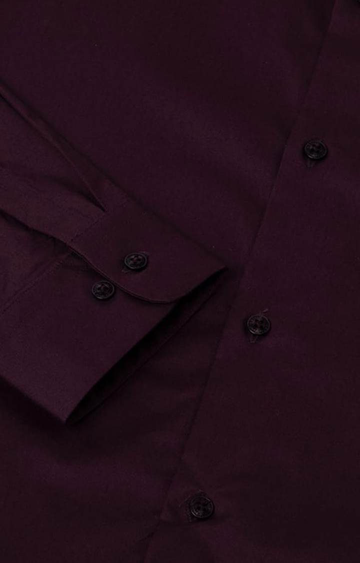 Men's Cotton Satin Evening Shirt in Wine Slim Fit