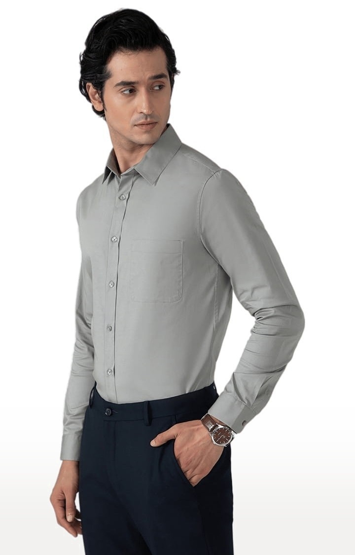 Men's Cotton Lycra Formal Shirt in Ash Grey Slim Fit