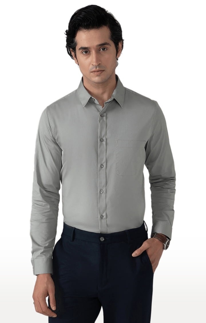(SUBTRACT) | Men's Cotton Lycra Formal Shirt in Ash Grey Slim Fit