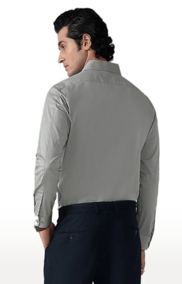 Men's Cotton Lycra Formal Shirt in Ash Grey Slim Fit
