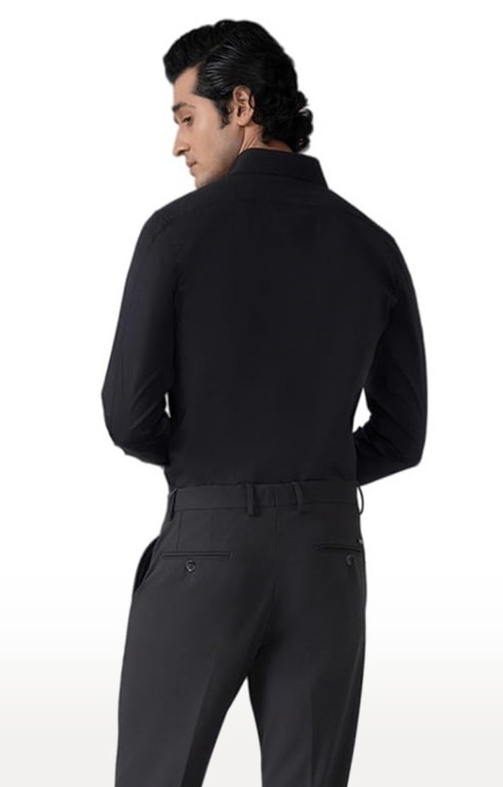 Men's Cotton Lycra Formal Shirt in Raven Black Slim Fit
