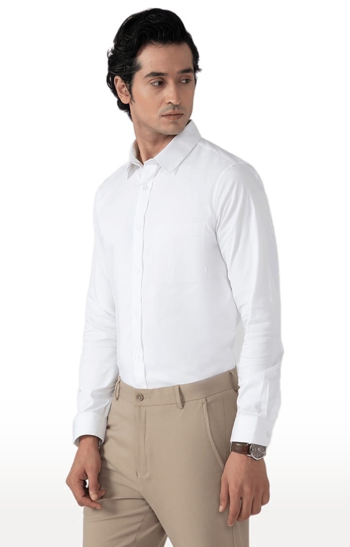 Men's Cotton Lycra Formal Shirt in White Slim Fit