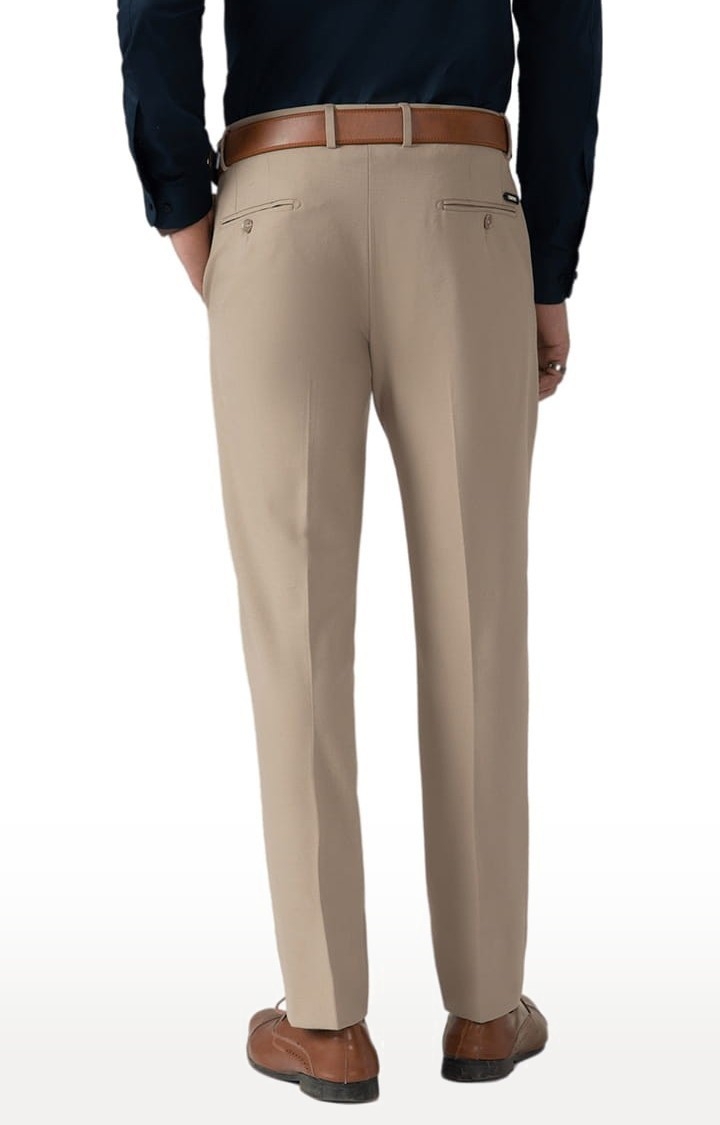 (SUBTRACT) | Men's Formal 4 way Stretch Trousers in Beige Slim Fit 3