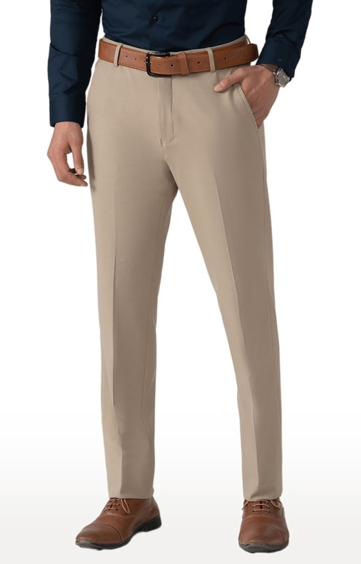 (SUBTRACT) | Men's Formal 4 way Stretch Trousers in Beige Slim Fit