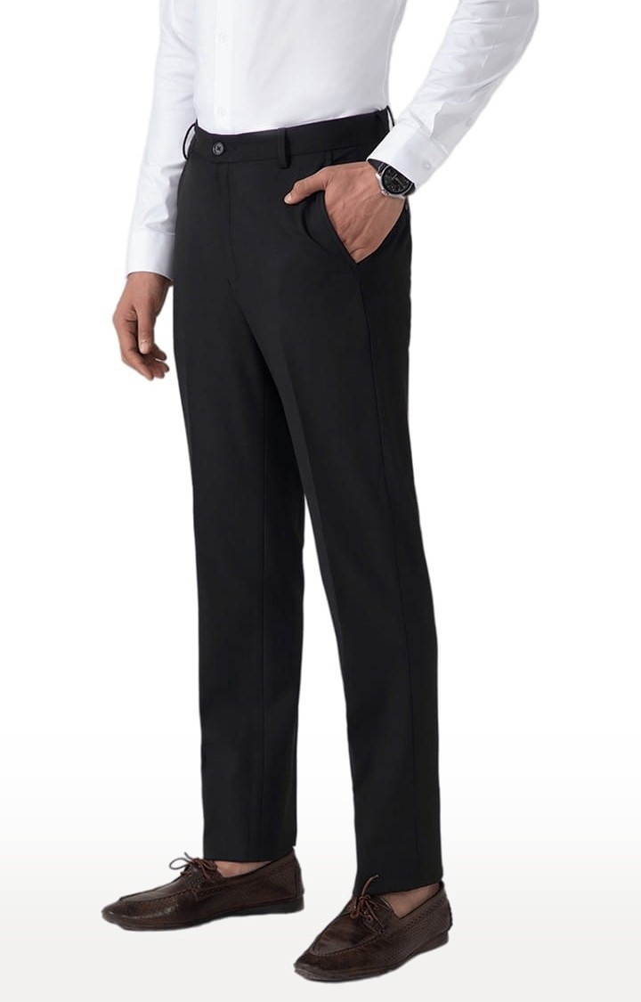Buy Men Black Solid Slim Fit Formal Trousers Online  741446  Peter England