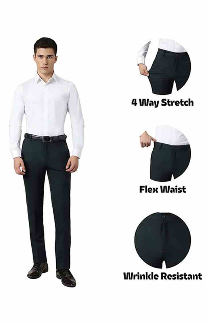 SUBTRACT Formal 4 way Stretch Trousers in Bottle Green- Slim Fit