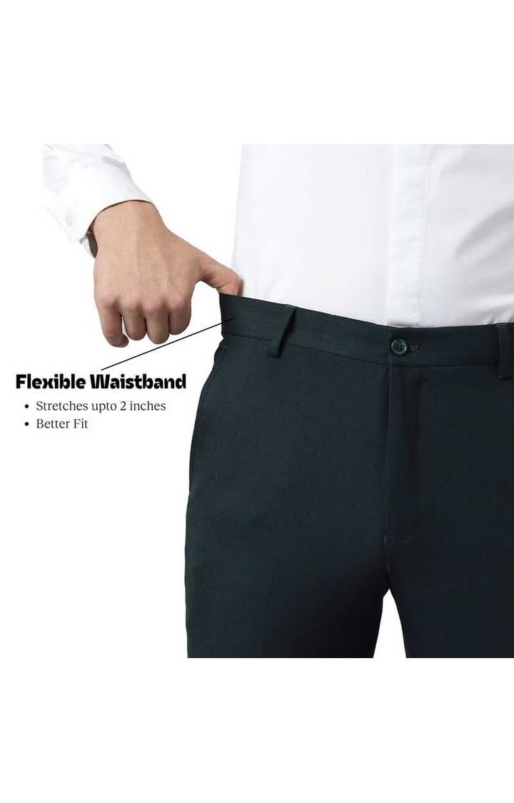 SUBTRACT Formal 4 way Stretch Trousers in Bottle Green- Slim Fit