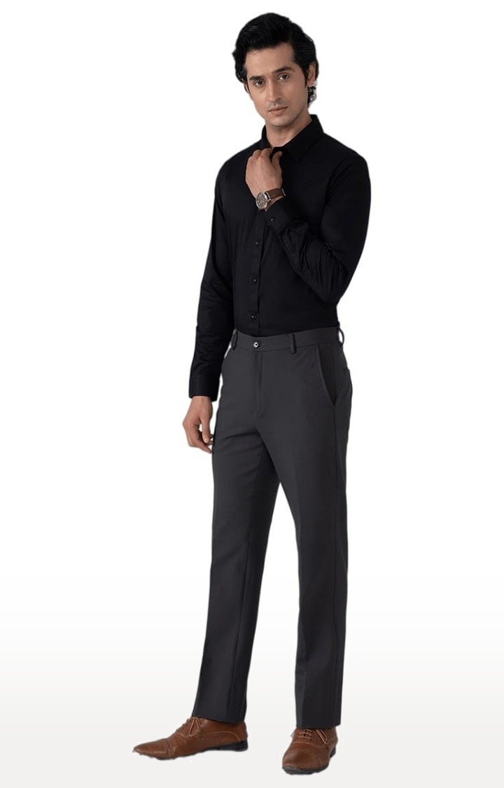 (SUBTRACT) | Men's Formal 4 way Stretch Trousers in Charcoal Grey Slim Fit 1