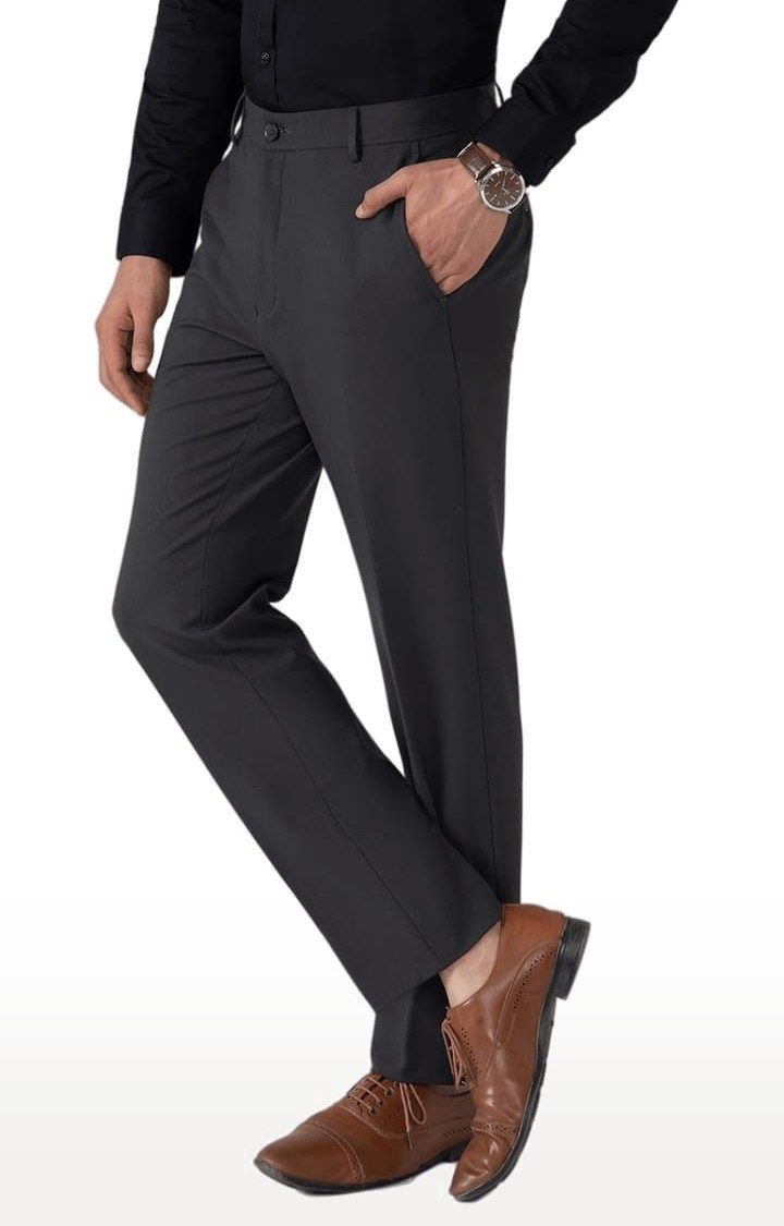 (SUBTRACT) | Men's Formal 4 way Stretch Trousers in Charcoal Grey Slim Fit 2