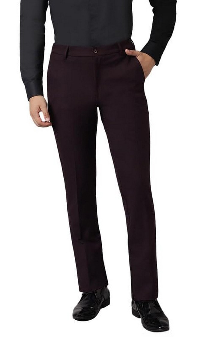 SUBTRACT Formal 4 way Stretch Trousers in Dark Wine- Slim Fit