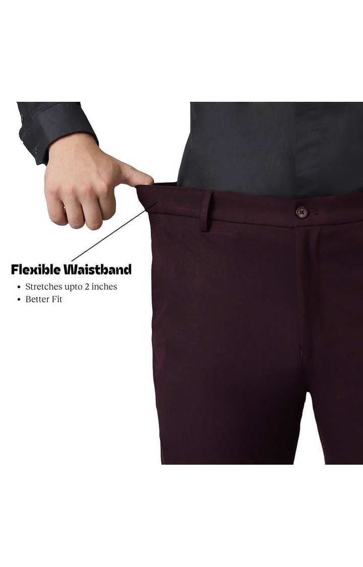 SUBTRACT Formal 4 way Stretch Trousers in Dark Wine- Slim Fit