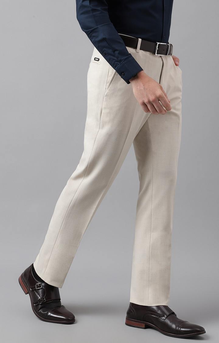 SUBTRACT Formal 4 way Stretch Trousers in Ivory Sand- Slim Fit