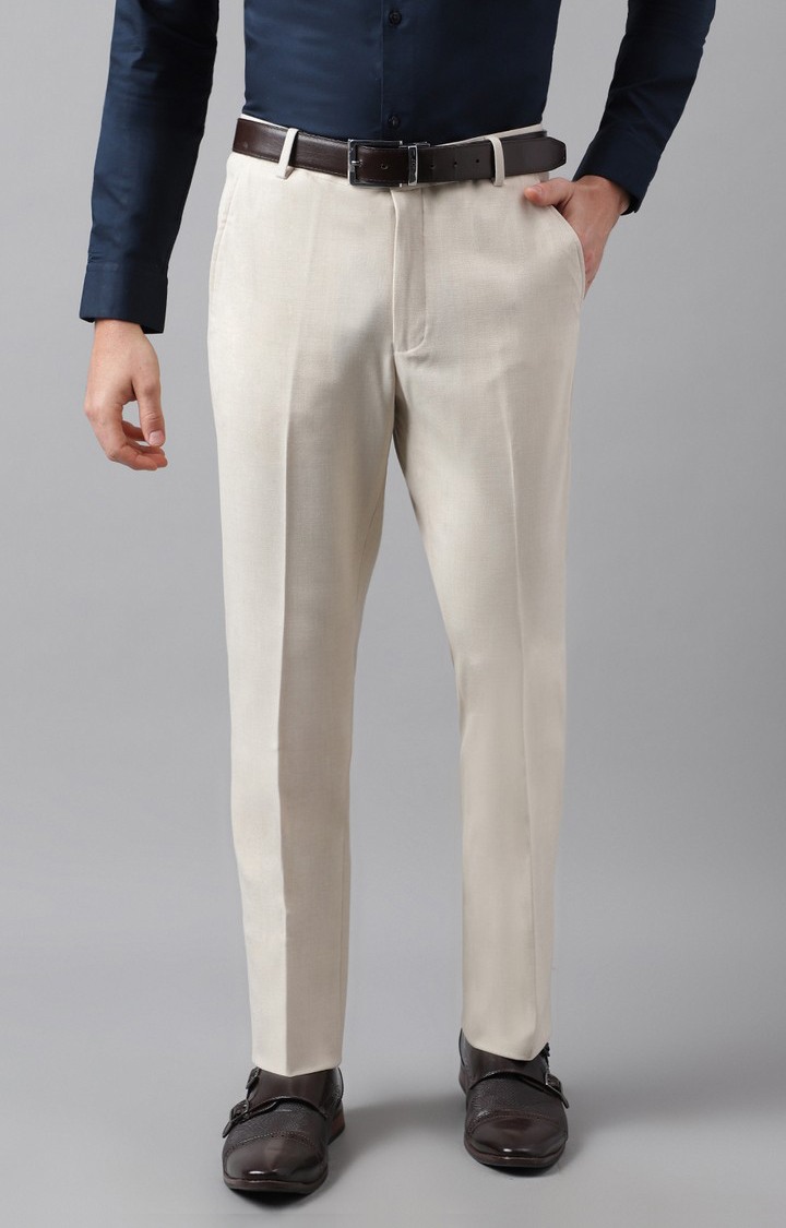 SUBTRACT Formal 4 way Stretch Trousers in Ivory Sand- Slim Fit