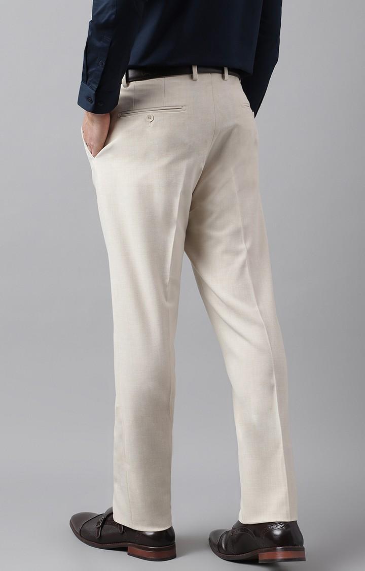 SUBTRACT Formal 4 way Stretch Trousers in Ivory Sand- Slim Fit