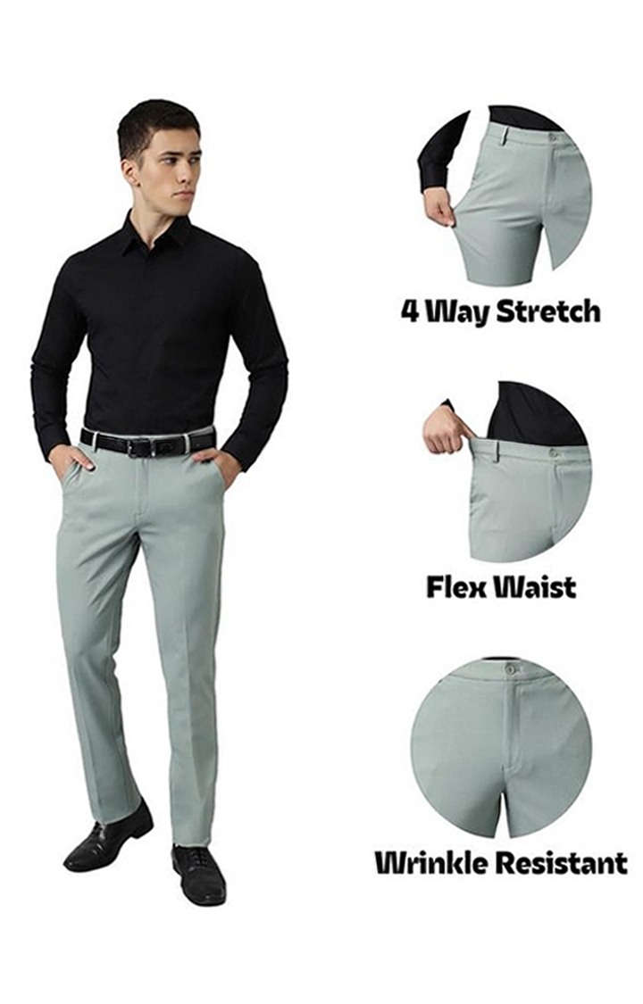 SUBTRACT Formal 4 way Stretch Trousers in Mint Green- Slim Fit