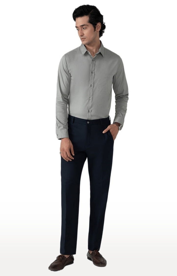 Men's Formal 4 way Stretch Trousers in Navy Blue Slim Fit - (SUBTRACT)