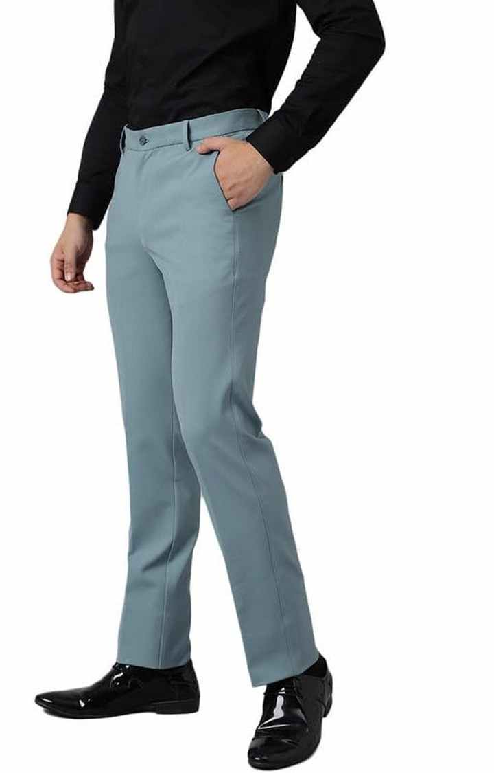 SUBTRACT Formal 4 way Stretch Trousers in Powder Blue- Slim Fit