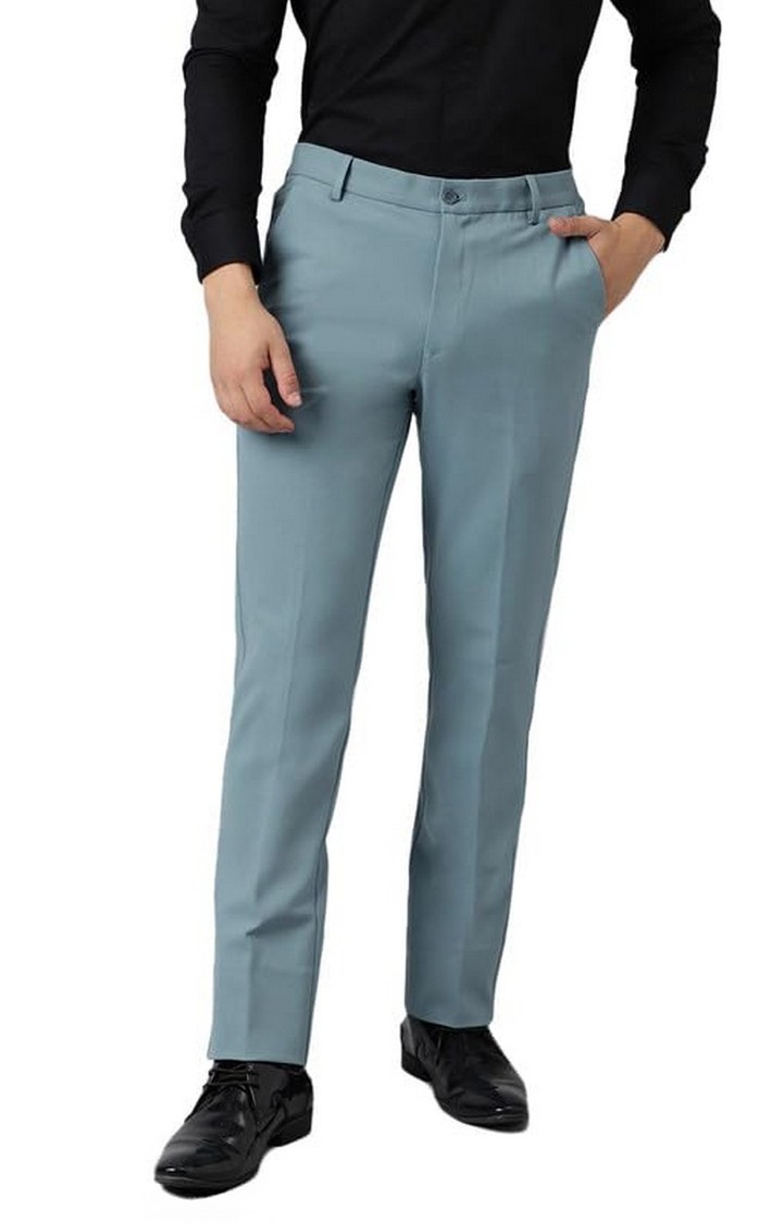 SUBTRACT Formal 4 way Stretch Trousers in Powder Blue- Slim Fit
