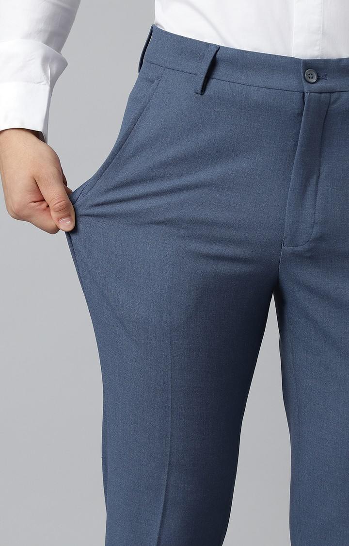 SUBTRACT Formal 4 way Stretch Trousers in Steel Blue- Slim Fit