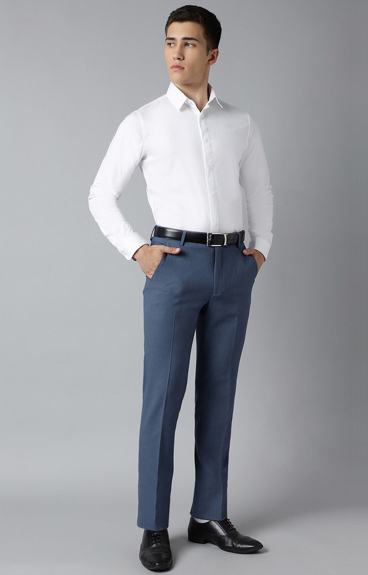SUBTRACT Formal 4 way Stretch Trousers in Steel Blue- Slim Fit