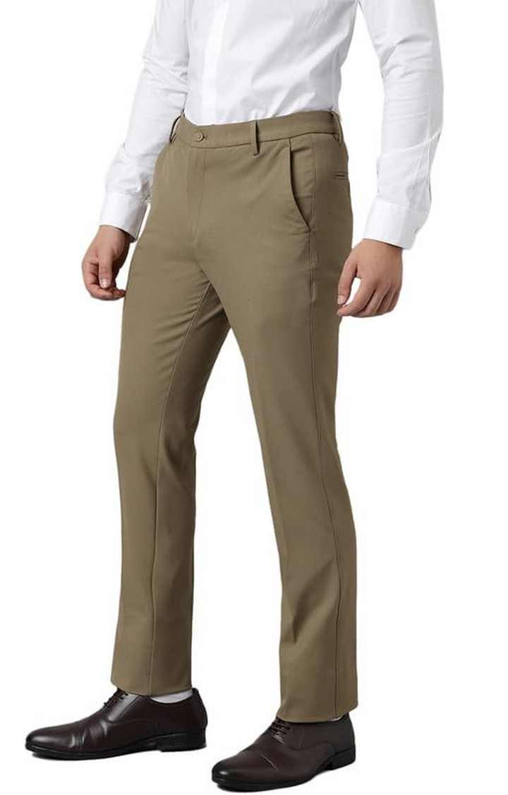 SUBTRACT Formal 4 way Stretch Trousers in Tan Khaki- Slim Fit