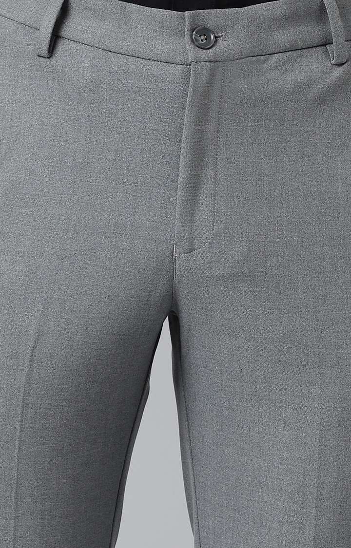 SUBTRACT Men 4 Way Stretch Wrinkle Free Slim Fit Formal Trouser in Light Grey with 2 inch Flexible Waistband