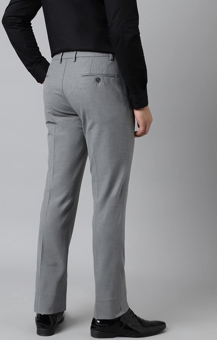 SUBTRACT Men 4 Way Stretch Wrinkle Free Slim Fit Formal Trouser in Light Grey with 2 inch Flexible Waistband