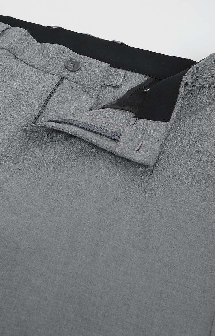SUBTRACT Men 4 Way Stretch Wrinkle Free Slim Fit Formal Trouser in Light Grey with 2 inch Flexible Waistband