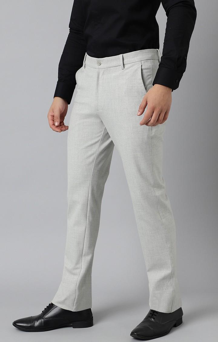 SUBTRACT Men 4 Way Stretch Wrinkle Free Slim Fit Formal Trouser in Lunar Grey with 2 inch Flexible Waistband