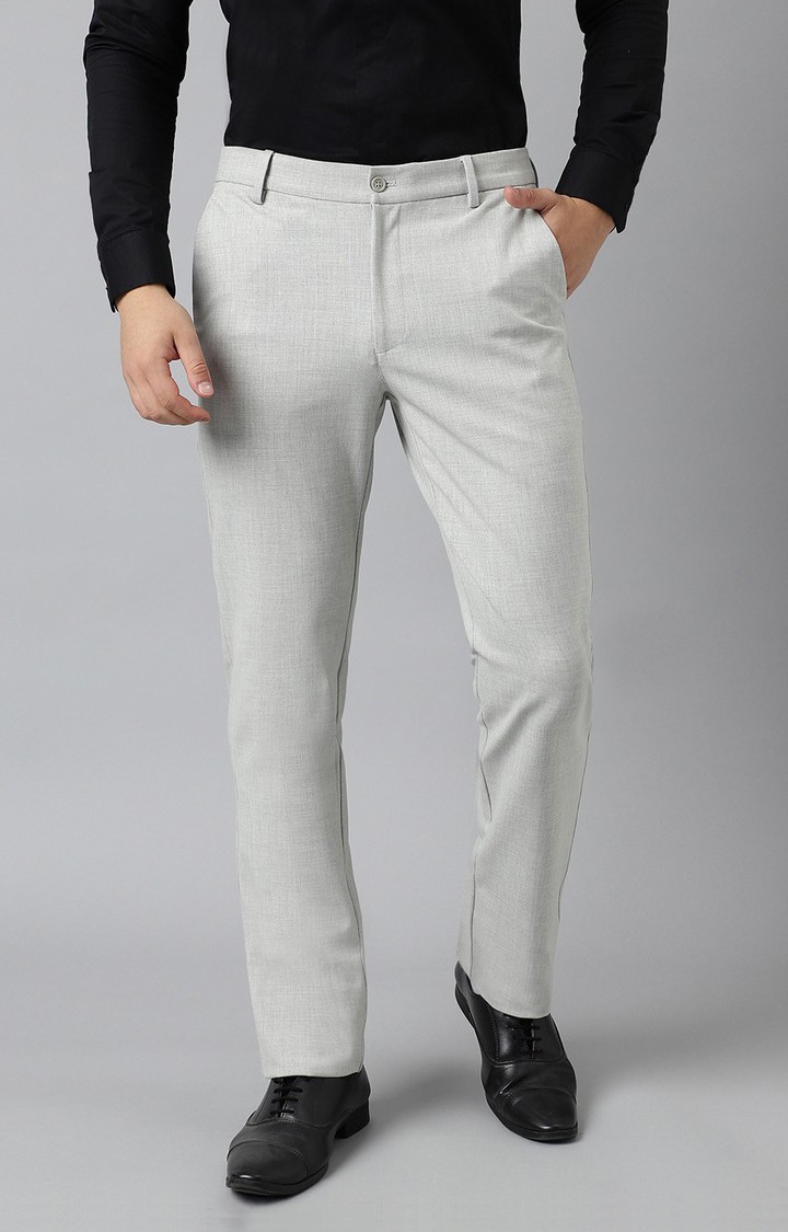 SUBTRACT Men 4 Way Stretch Wrinkle Free Slim Fit Formal Trouser in Lunar Grey with 2 inch Flexible Waistband