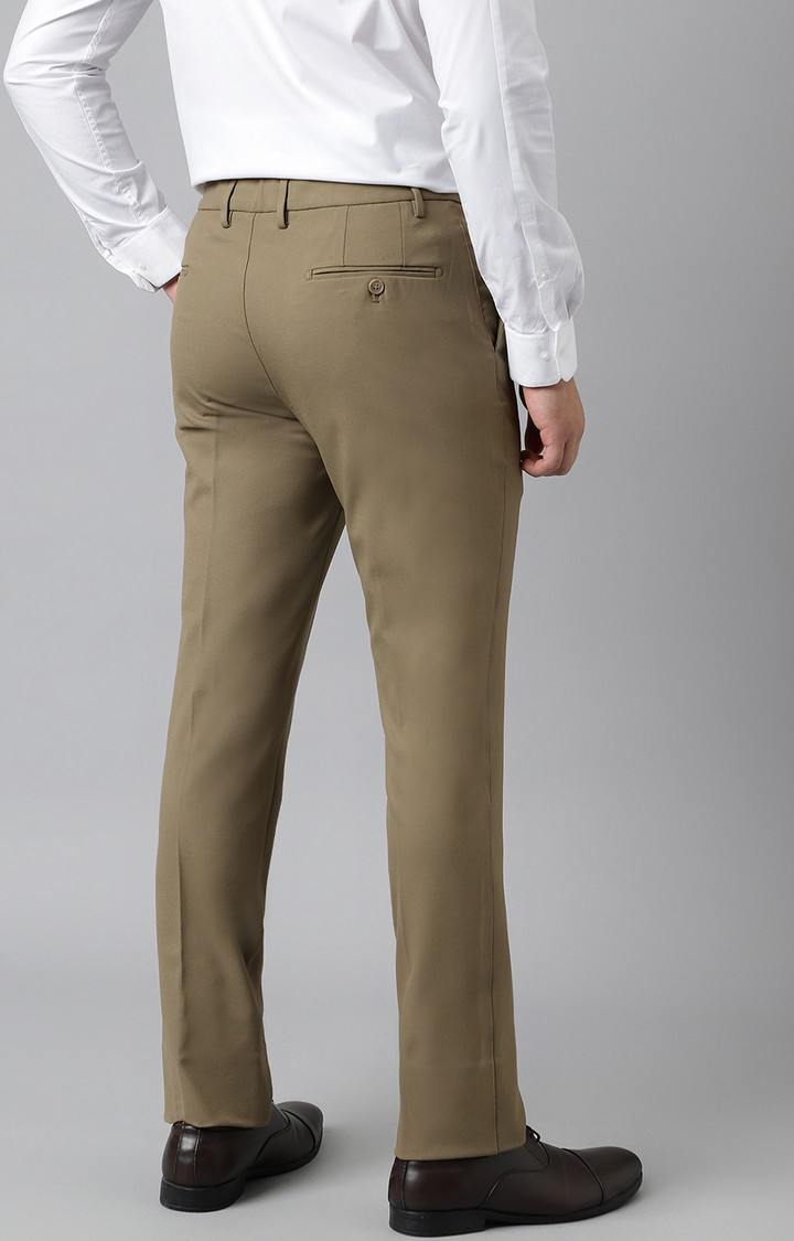 SUBTRACT Men 4 Way Stretch Wrinkle Free Slim Fit Formal Trouser in Tan Khaki with 2 inch Flexible Waistband