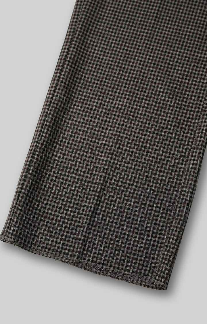 SUBTRACT Men 2 Way Stretch Wrinkle Free Slim Fit Checked Formal Trouser in Grey Violet