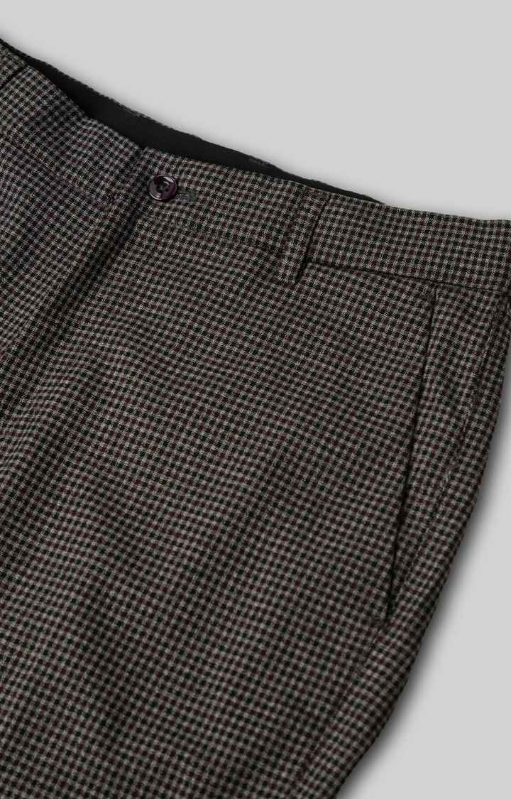 SUBTRACT Men 2 Way Stretch Wrinkle Free Slim Fit Checked Formal Trouser in Grey Violet