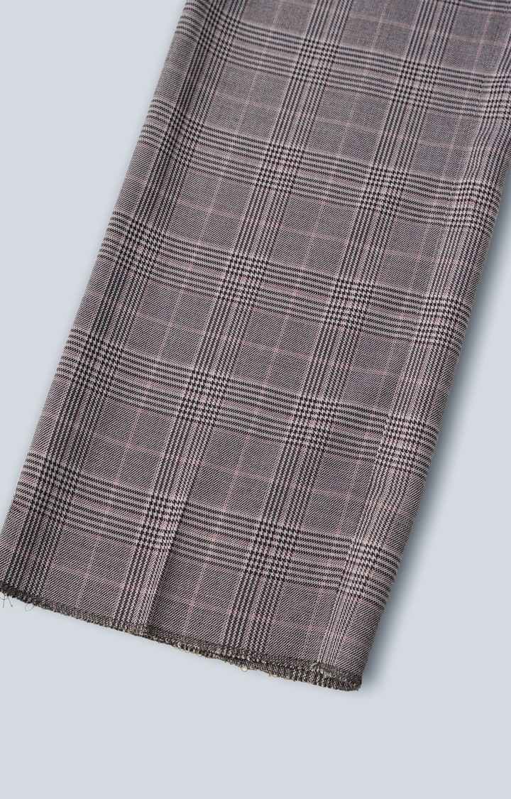 SUBTRACT Men 2 Way Stretch Wrinkle Free Slim Fit Checked Formal Trouser in Mauve