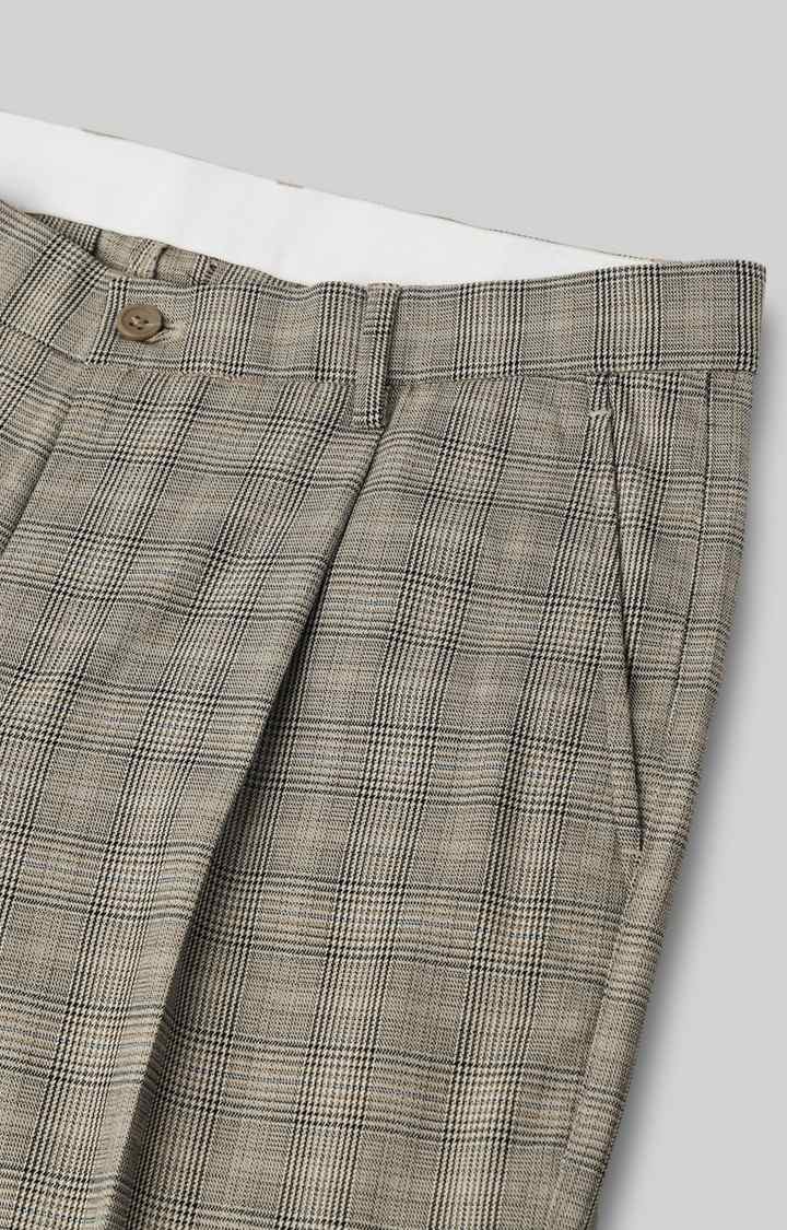 SUBTRACT Men 2 Way Stretch Wrinkle Free Slim Fit Checked Formal Trouser in Hazelwood