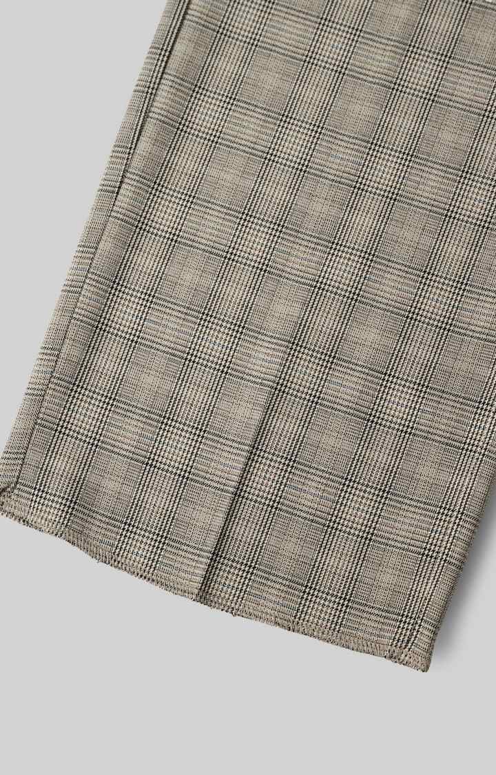 SUBTRACT Men 2 Way Stretch Wrinkle Free Slim Fit Checked Formal Trouser in Hazelwood