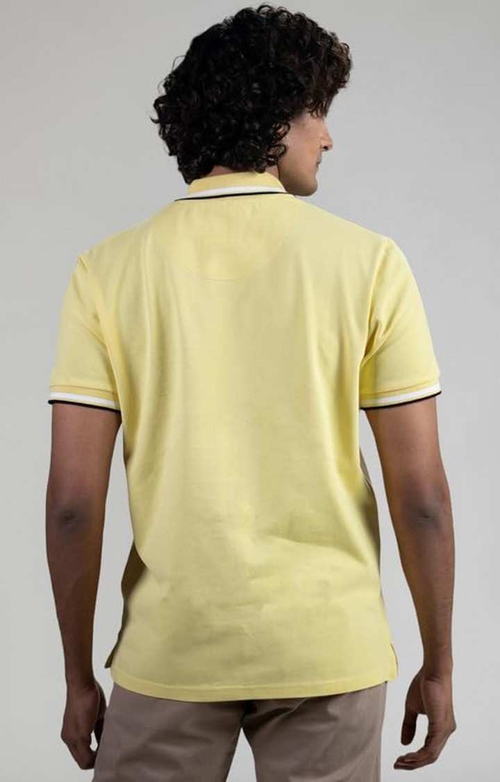 SUBTRACT-Men Lemon Comfort Fit Solid Polo Casual T-Shirt