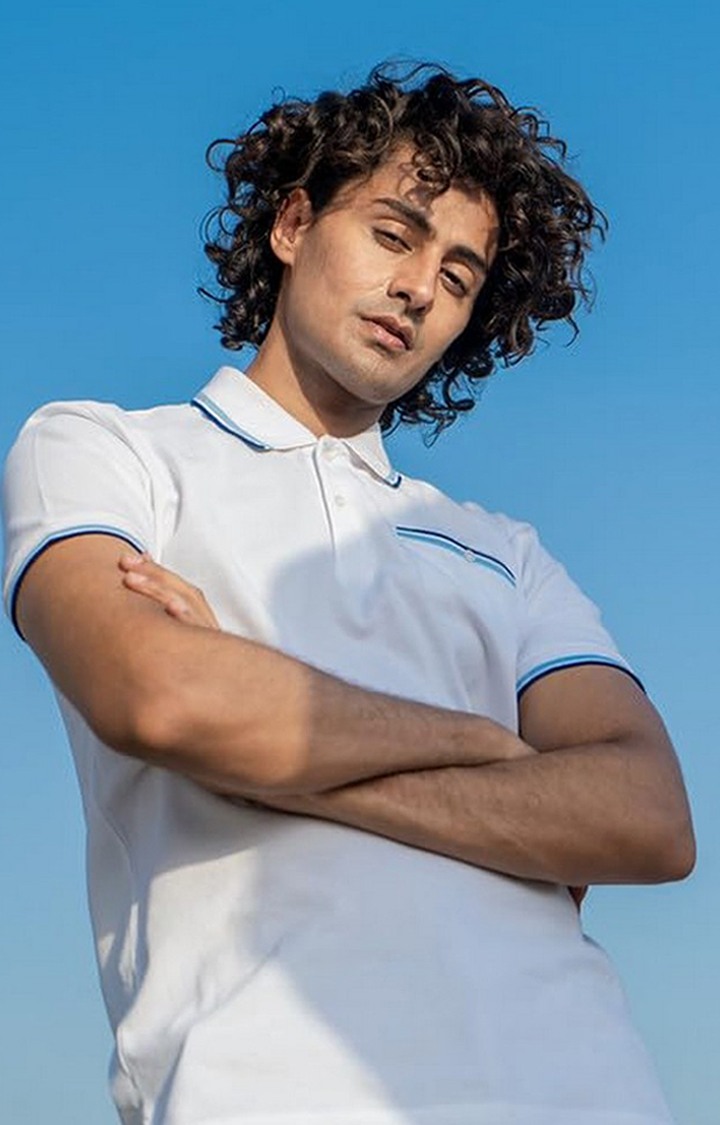 SUBTRACT-Men White Comfort Fit Solid Polo Casual T-Shirt