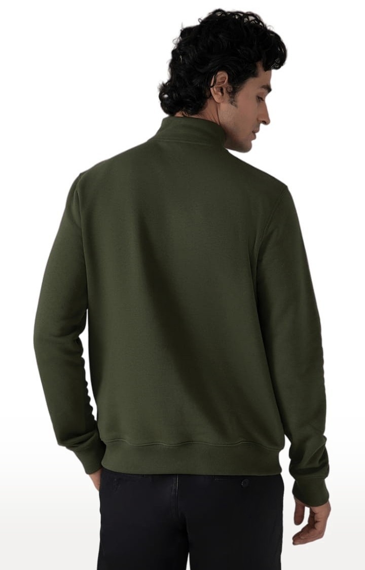 (SUBTRACT) | Men's Half zip High Neck Sweatshirt in Dark Olive 3