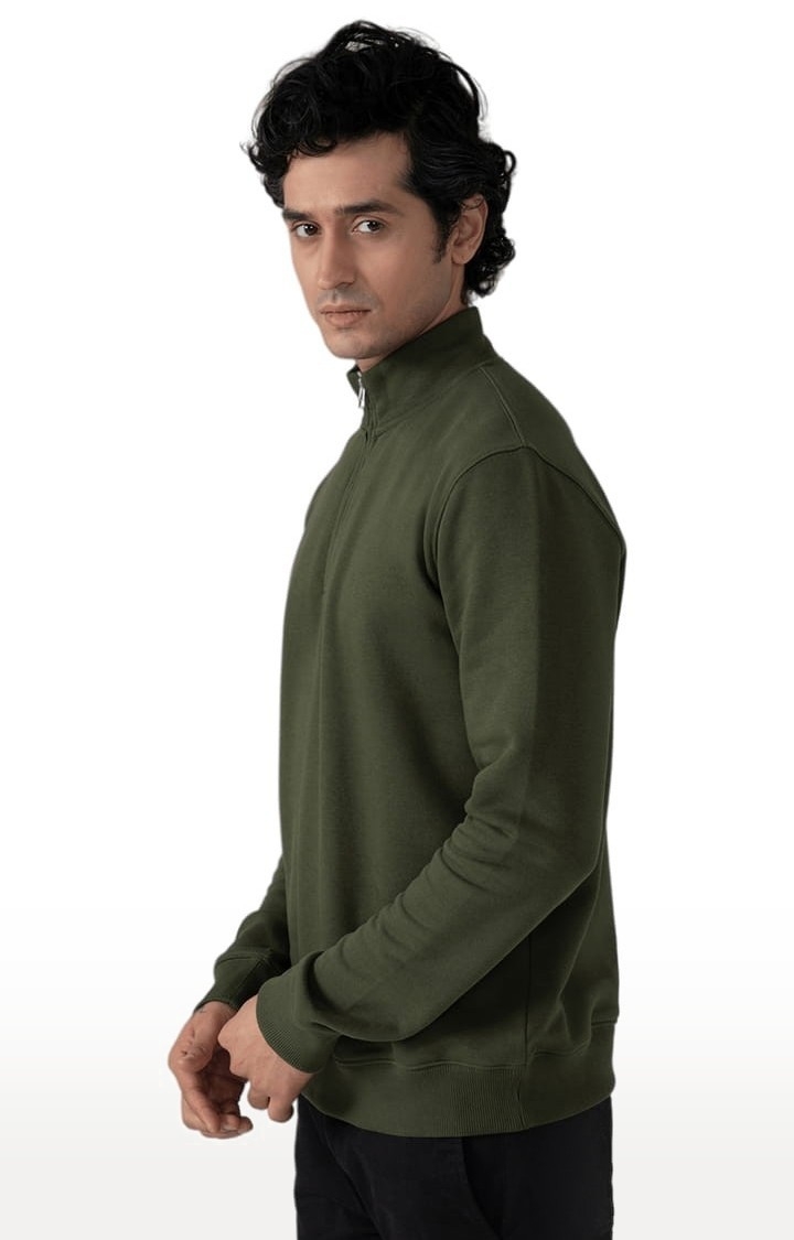 (SUBTRACT) | Men's Half zip High Neck Sweatshirt in Dark Olive 2