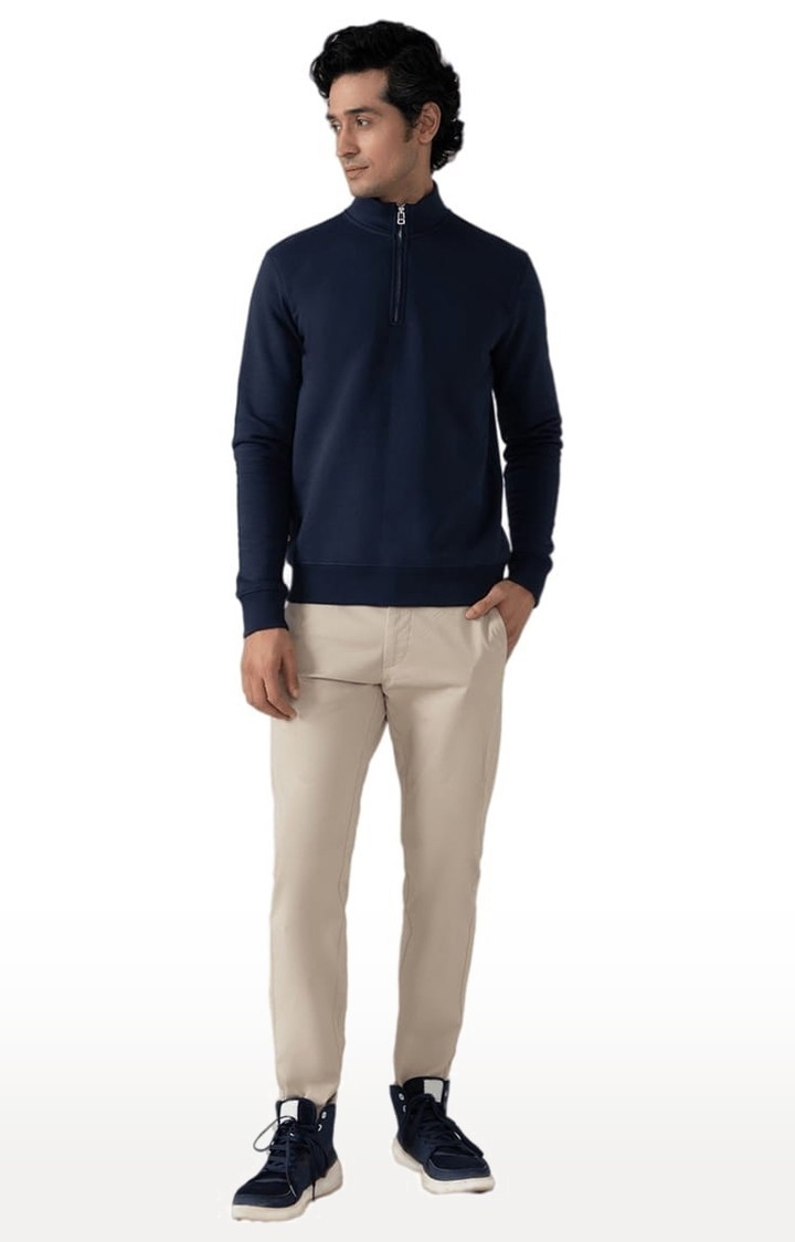 (SUBTRACT) | Men's Half Zip High Neck Sweatshirt in Navy Blue 1