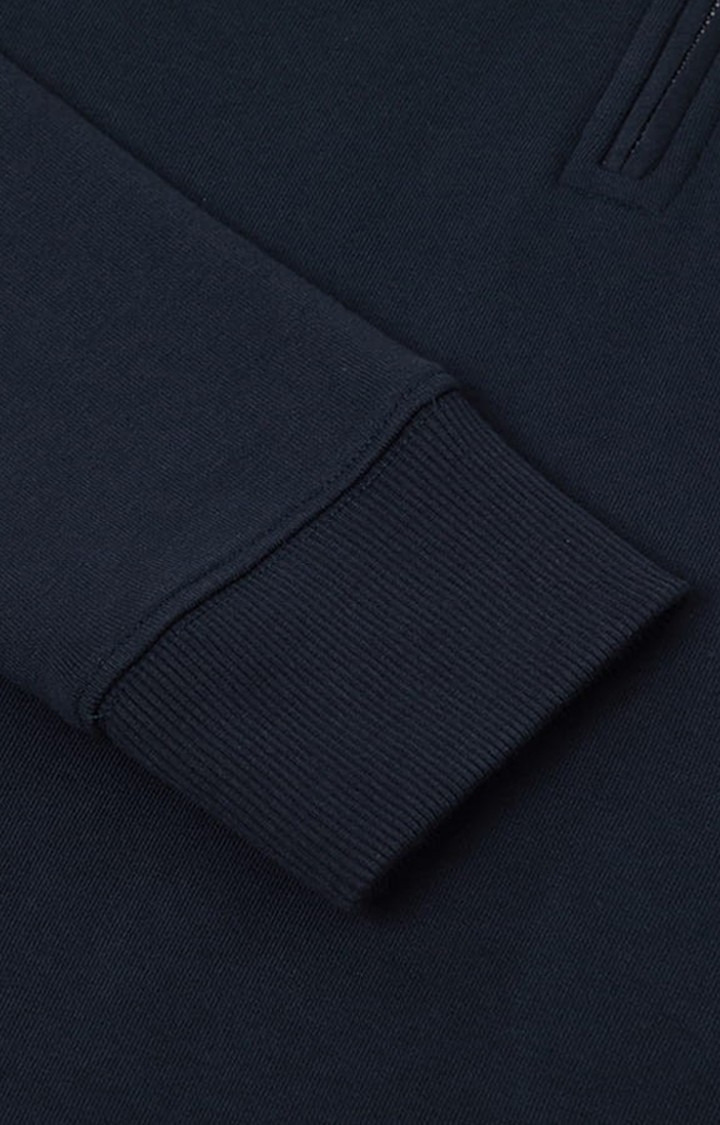 (SUBTRACT) | Men's Half Zip High Neck Sweatshirt in Navy Blue 4