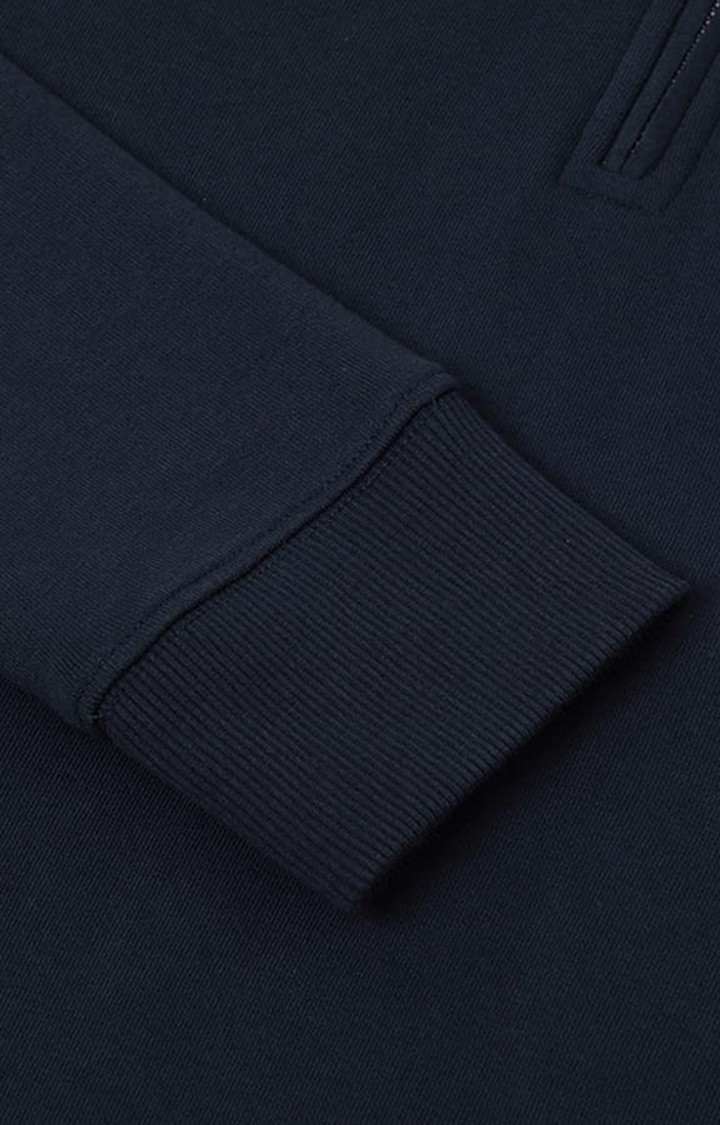 (SUBTRACT) | Men's Half Zip High Neck Sweatshirt in Navy Blue 4