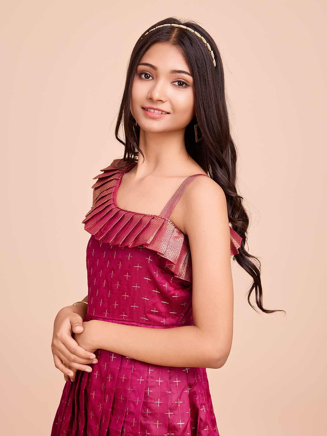 Tasarika Kids PINK color Silk Sleeveless ethnic dress SUHASINI_PINK