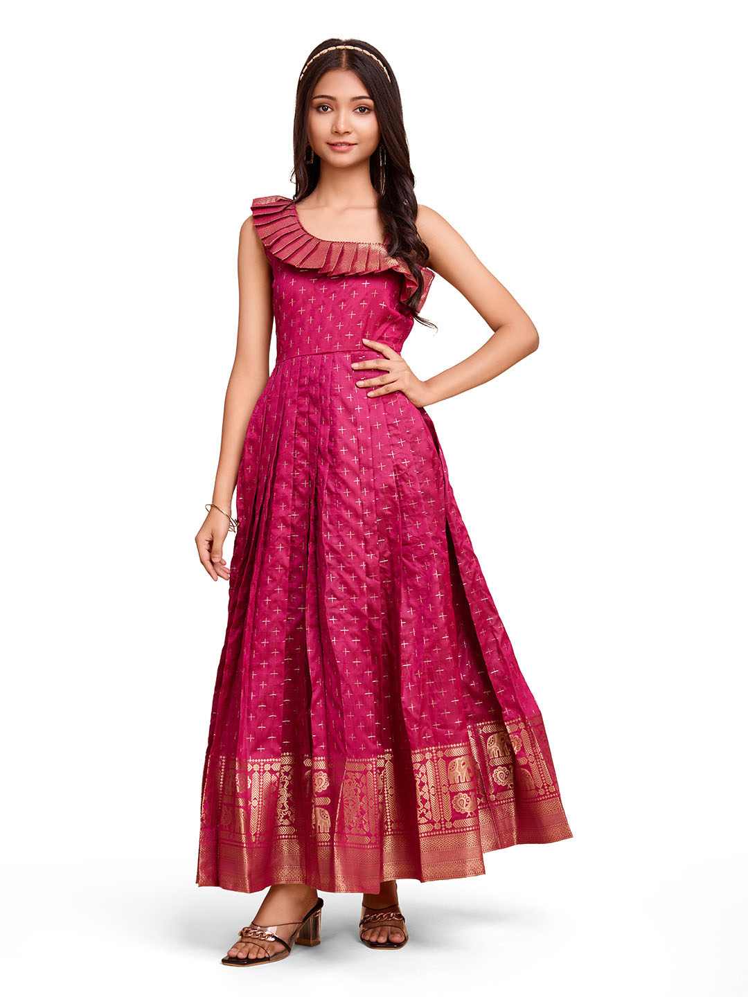 Tasarika Kids PINK color Silk Sleeveless ethnic dress SUHASINI_PINK