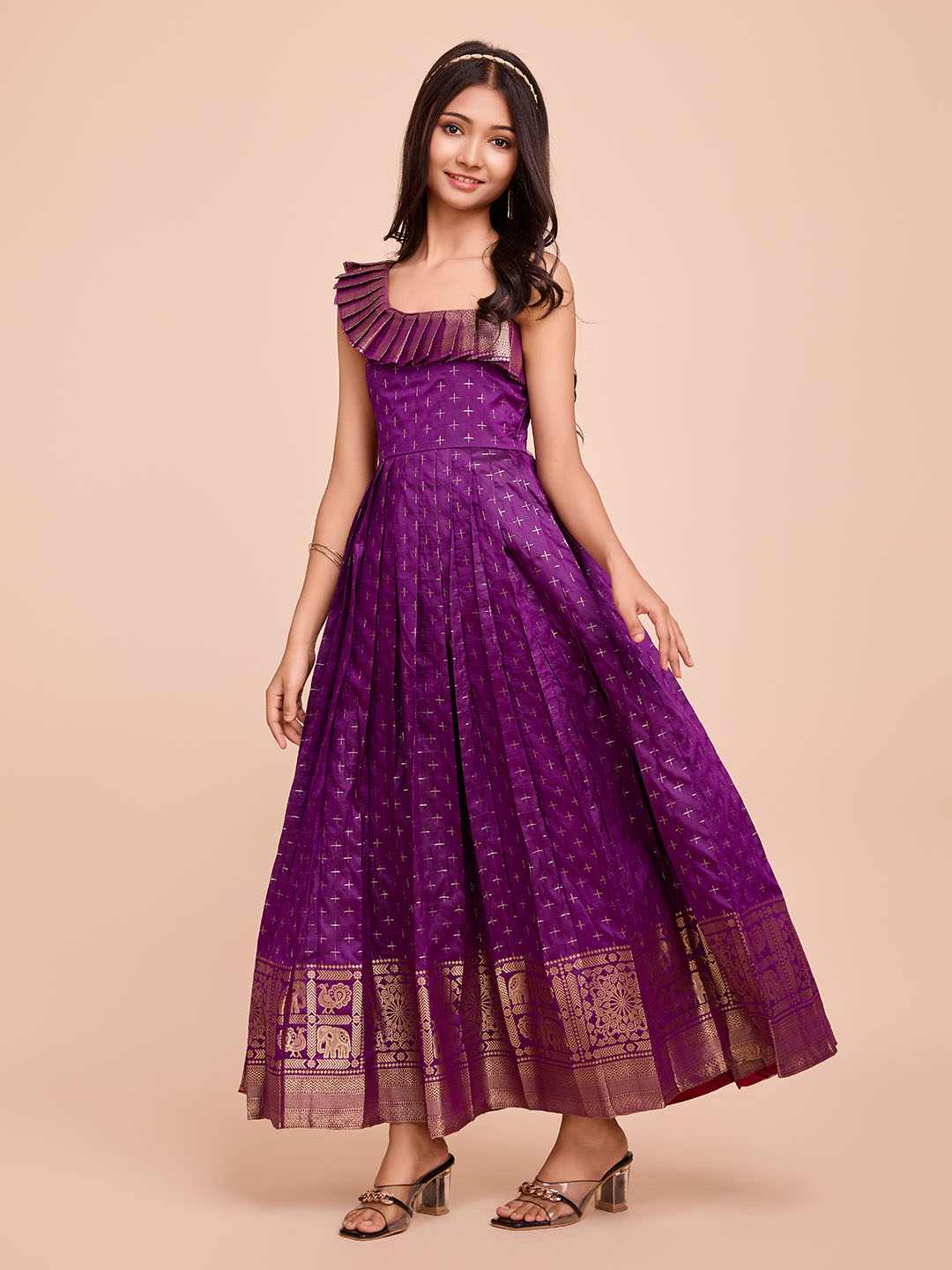 Tasarika Kids PURPLE color Silk Sleeveless ethnic dress SUHASINI_PURPLE